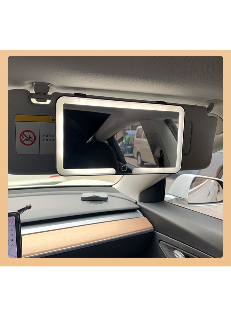 مرآة التجميل المتوافقة مع جميع السيارات لعدة عاكس الشمس مع أضواء LED، قطعة داخلية للسيارة ذات مرآة عالية الدقة، مرآة التجميل المُرتبطة بالسيارة مع إضاءة - Image 4